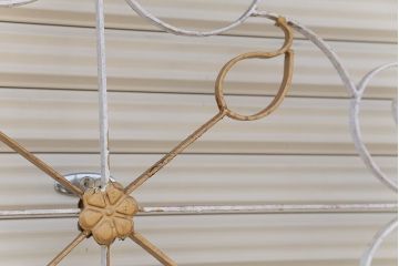 中古　洋風!大きなロートアイアンのガーデンフェンス(1)(ヨーロッパ風フェンス、門扉、鉄柵)