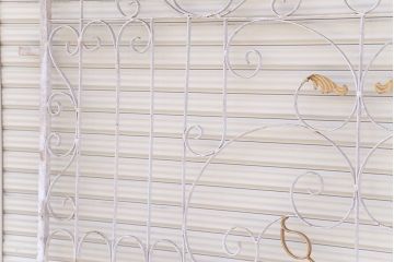 中古　洋風!大きなロートアイアンのガーデンフェンス(1)(ヨーロッパ風フェンス、門扉、鉄柵)