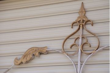 中古　洋風!大きなロートアイアンのガーデンフェンス(3)(ヨーロッパ風フェンス、門扉、鉄柵)