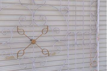 中古　洋風!大きなロートアイアンのガーデンフェンス(3)(ヨーロッパ風フェンス、門扉、鉄柵)