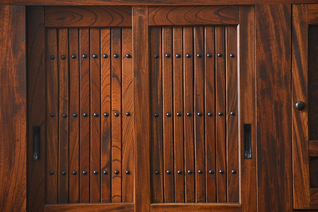 アンティーク家具　古民具・骨董　希少!前面欅材三尺水屋箪笥(食器棚、時代箪笥、収納棚)