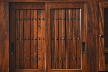 アンティーク家具　古民具・骨董　希少!前面欅材三尺水屋箪笥(食器棚、時代箪笥、収納棚)