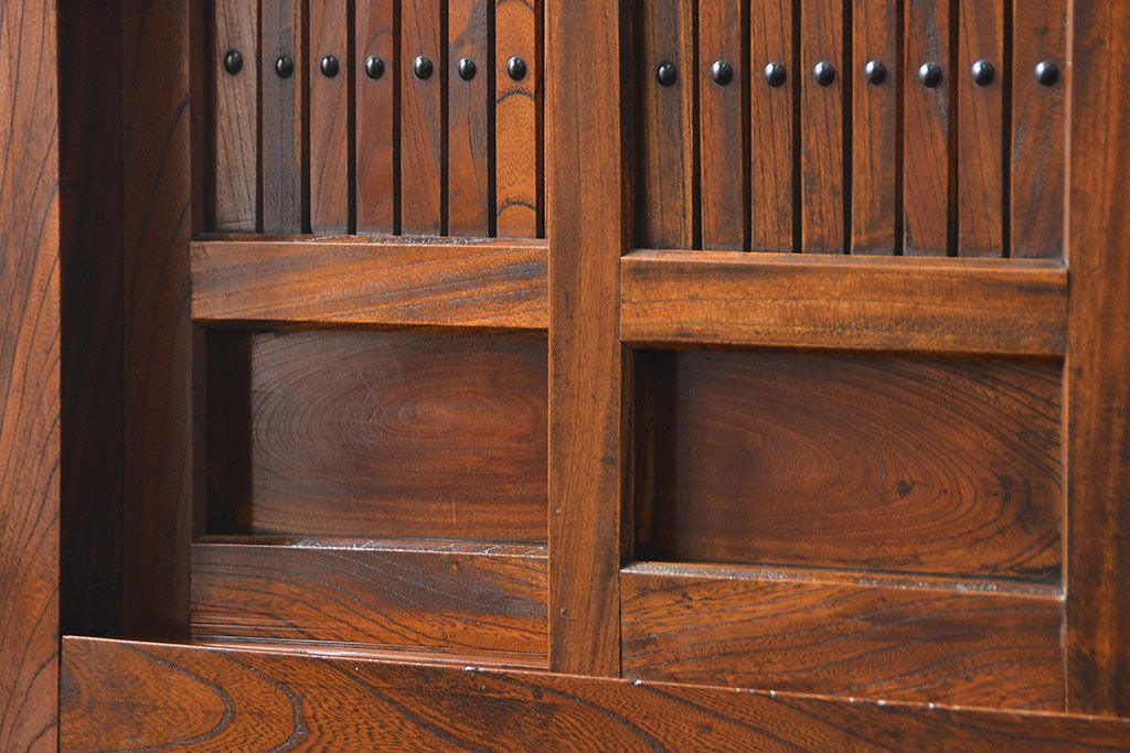 アンティーク家具　古民具・骨董　希少!前面欅材三尺水屋箪笥(食器棚、時代箪笥、収納棚)