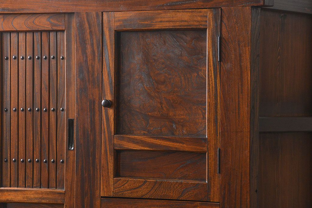 アンティーク家具　古民具・骨董　希少!前面欅材三尺水屋箪笥(食器棚、時代箪笥、収納棚)