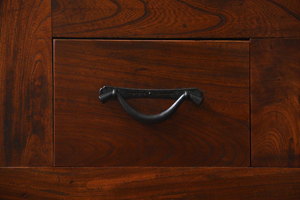 アンティーク家具　古民具・骨董　希少!前面欅材三尺水屋箪笥(食器棚、時代箪笥、収納棚)