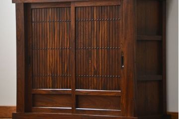 アンティーク家具　古民具・骨董　希少!前面欅材三尺水屋箪笥(食器棚、時代箪笥、収納棚)