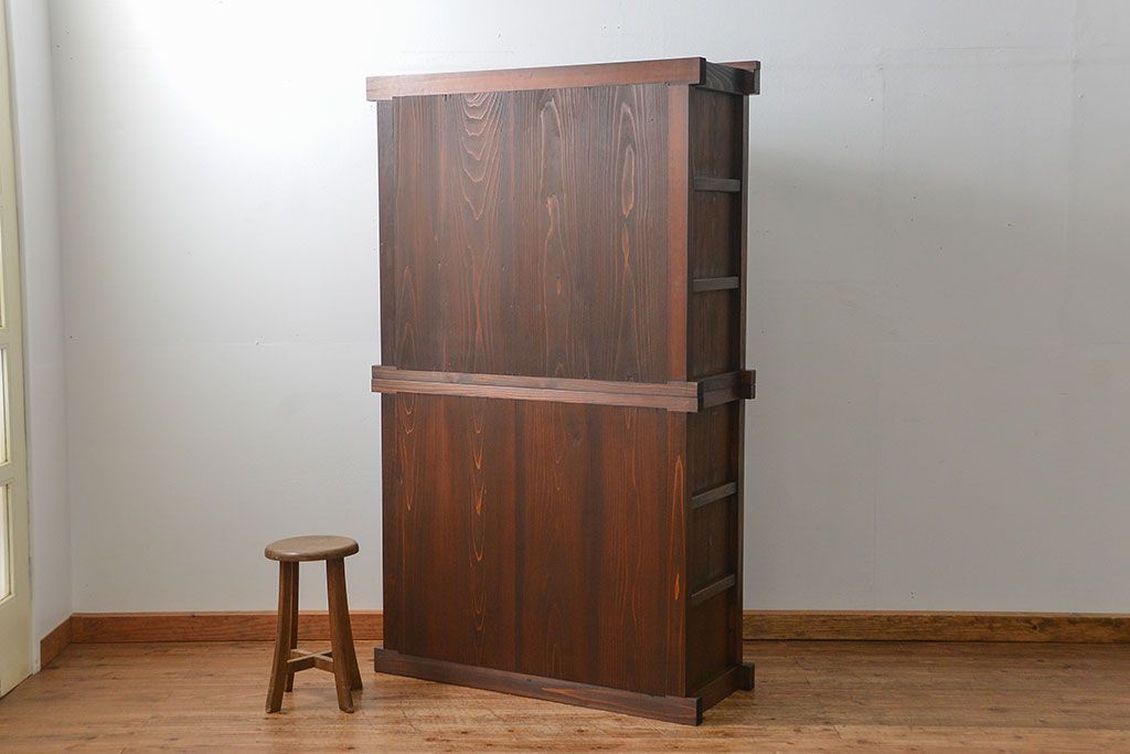 アンティーク家具　古民具・骨董　希少!前面欅材三尺水屋箪笥(食器棚、時代箪笥、収納棚)