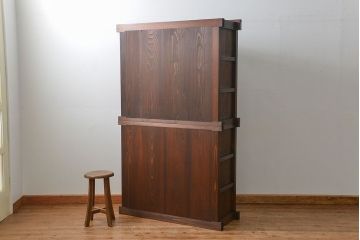アンティーク家具　古民具・骨董　希少!前面欅材三尺水屋箪笥(食器棚、時代箪笥、収納棚)