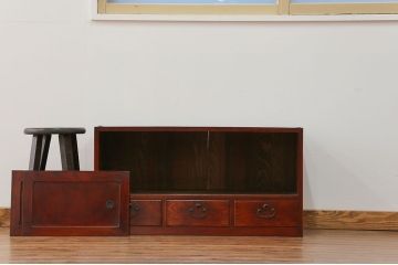 アンティーク家具　アンティーク 前面欅材の味わい深い時代箪笥ローボード(タンス、収納棚)