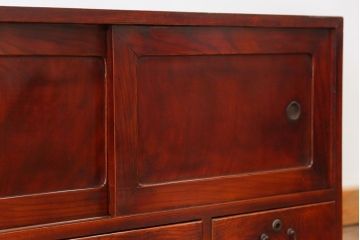 アンティーク家具　アンティーク 前面欅材の味わい深い時代箪笥ローボード(タンス、収納棚)