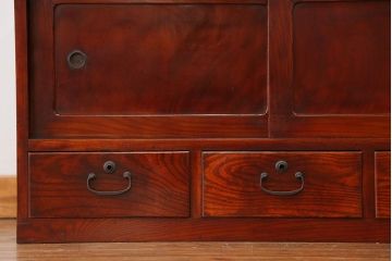 アンティーク家具　アンティーク 前面欅材の味わい深い時代箪笥ローボード(タンス、収納棚)
