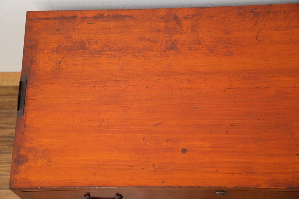 アンティーク家具　古民具・骨董 前面欅材のシンプルな時代箪笥(タンス、チェスト)