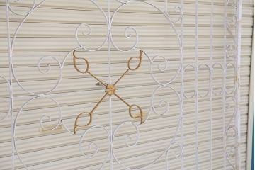 中古　大きなロートアイアンガーデンフェンス(12)(洋風フェンス、ヨーロッパ風フェンス、門扉、鉄柵)