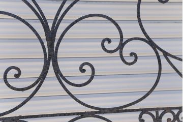 中古　大きなロートアイアンガーデンフェンス(18)(洋風フェンス、ヨーロッパ風フェンス、門扉、鉄柵)