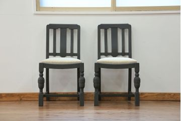 アンティーク家具　イギリスアンティーク ペイントのかわいいダイニングチェア2脚セット(2)(椅子、イス)