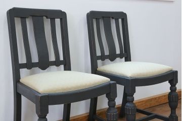 アンティーク家具　イギリスアンティーク ペイントのかわいいダイニングチェア2脚セット(2)(椅子、イス)