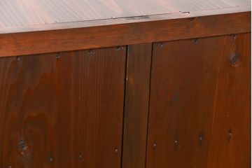 アンティーク家具　古民具・骨董 前面檜材と欅材　重厚な六尺収納箪笥(水屋箪笥、サイドボード)