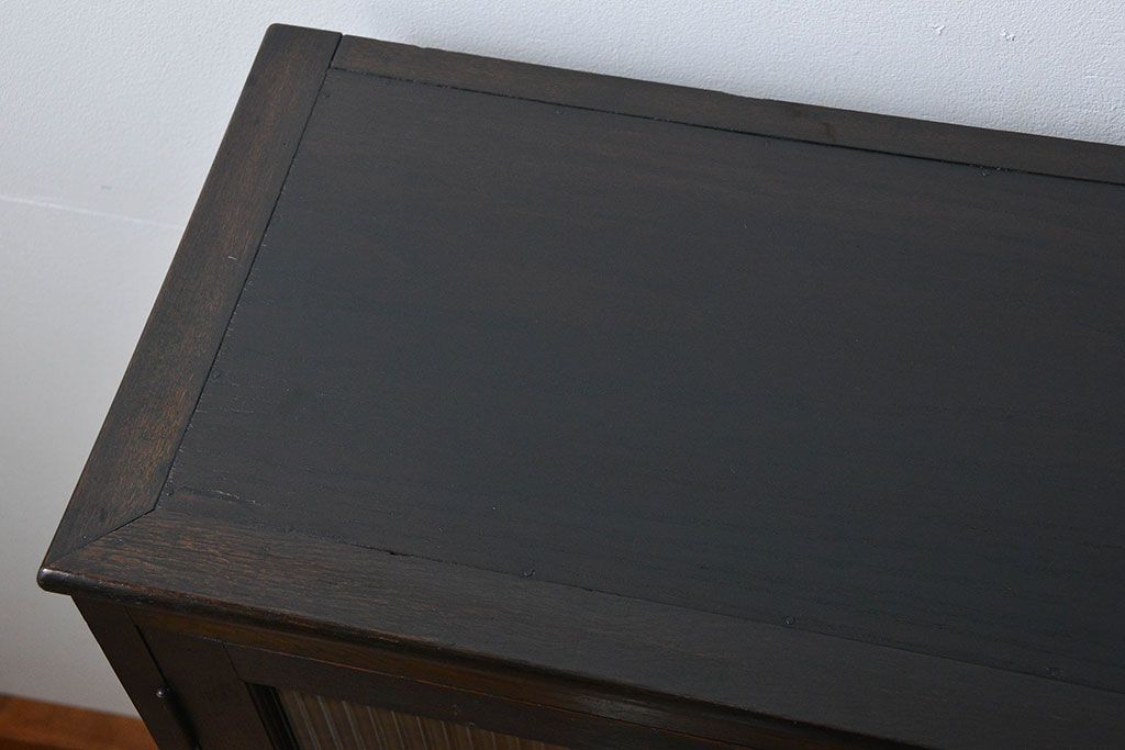 アンティーク家具　アンティーク 古い木のシックなモールガラス本箱(ブックケース、収納棚)