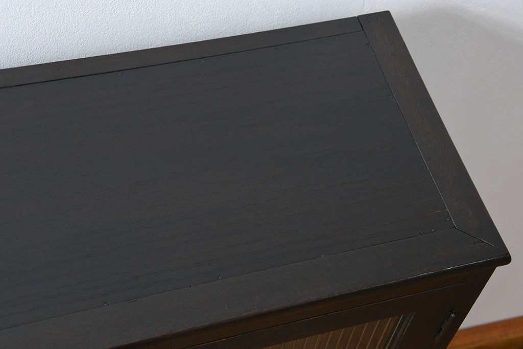 アンティーク家具　アンティーク 古い木のシックなモールガラス本箱(ブックケース、収納棚)