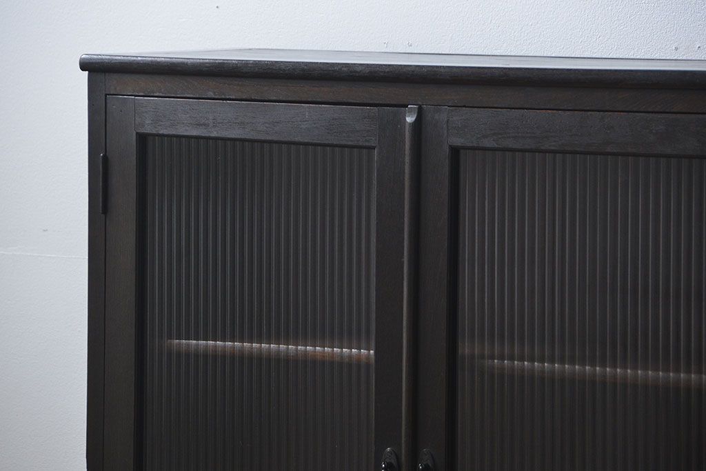 アンティーク家具　アンティーク 古い木のシックなモールガラス本箱(ブックケース、収納棚)