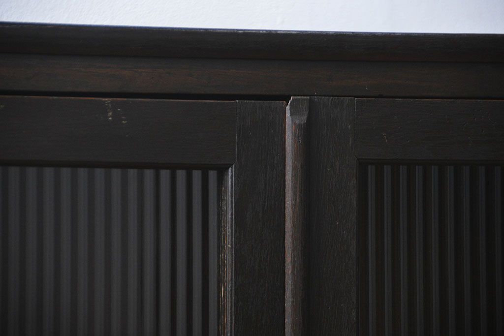 アンティーク家具　アンティーク 古い木のシックなモールガラス本箱(ブックケース、収納棚)