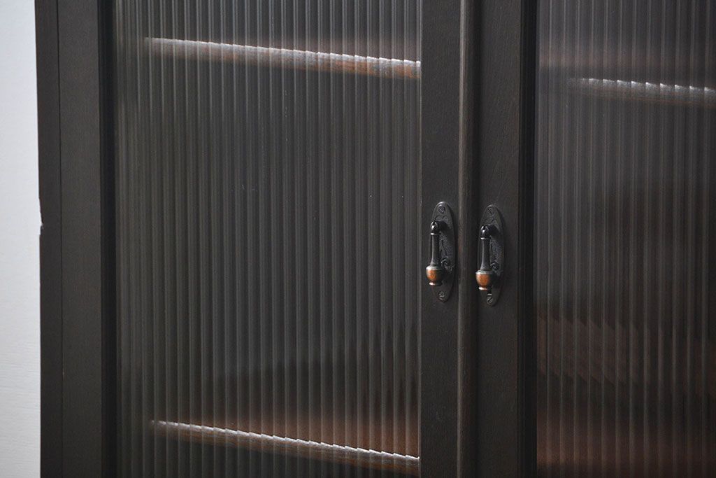 アンティーク家具　アンティーク 古い木のシックなモールガラス本箱(ブックケース、収納棚)