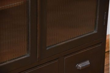 アンティーク家具　アンティーク 古い木のシックなモールガラス本箱(ブックケース、収納棚)