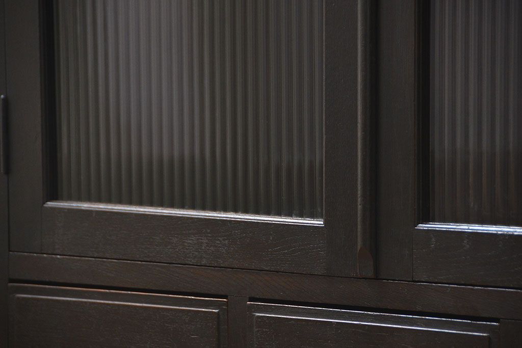 アンティーク家具　アンティーク 古い木のシックなモールガラス本箱(ブックケース、収納棚)