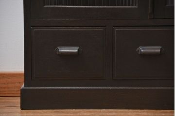 アンティーク家具　アンティーク 古い木のシックなモールガラス本箱(ブックケース、収納棚)