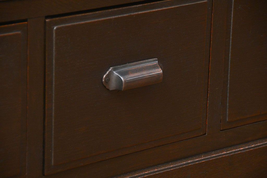 アンティーク家具　アンティーク 古い木のシックなモールガラス本箱(ブックケース、収納棚)