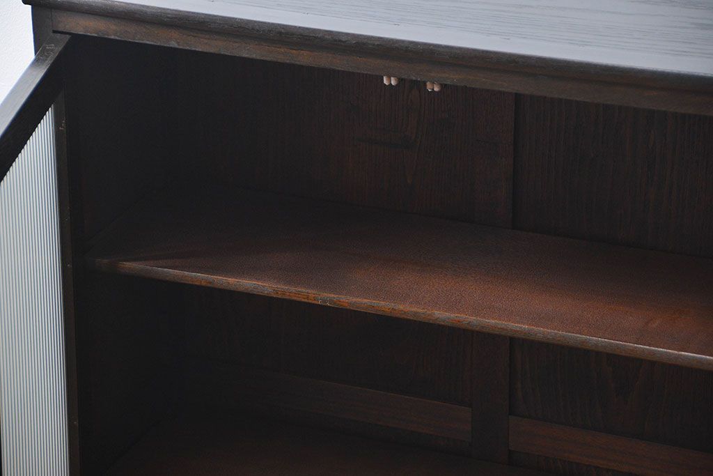 アンティーク家具　アンティーク 古い木のシックなモールガラス本箱(ブックケース、収納棚)