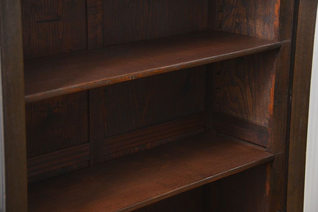 アンティーク家具　アンティーク 古い木のシックなモールガラス本箱(ブックケース、収納棚)