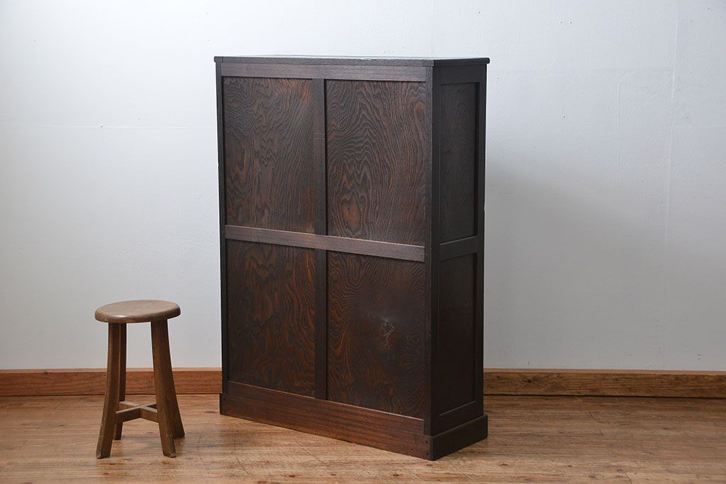 アンティーク家具　アンティーク 古い木のシックなモールガラス本箱(ブックケース、収納棚)