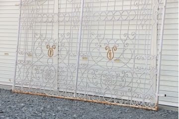 中古　大きなロートアイアンガーデンフェンス(34)(洋風フェンス、ヨーロッパ風フェンス、門扉、鉄柵)