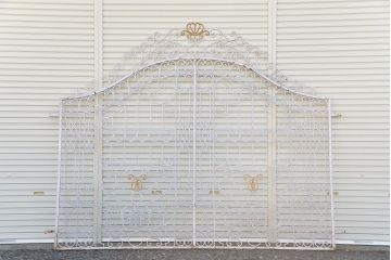 中古　大きなロートアイアンガーデンフェンス(35)(洋風フェンス、ヨーロッパ風フェンス、門扉、鉄柵)