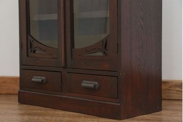 アンティーク家具　アンティーク 古い栓材の小振りな本箱(ブックケース、本棚)