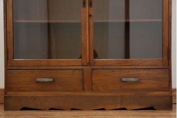 アンティーク家具　アンティーク 栗材の希少な薄型ブックケース(本箱、収納棚)