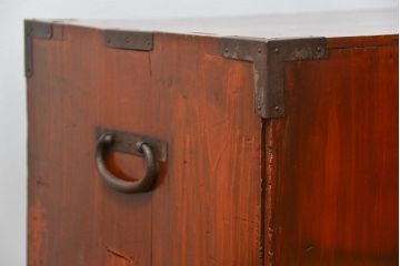 アンティーク家具　古民具・骨董 シックな庄内箪笥ローボード(1)(ローチェスト、時代箪笥)