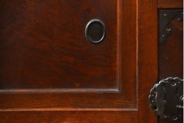 アンティーク家具　六尺　古民具・骨董 特別注文造り　前面欅材!三分割収納箪笥(水屋箪笥、帳場箪笥)