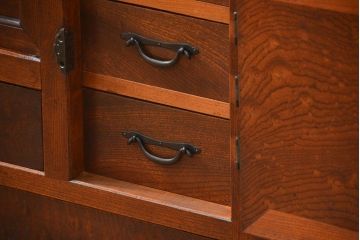 アンティーク家具　六尺　古民具・骨董 特別注文造り　前面欅材!三分割収納箪笥(水屋箪笥、帳場箪笥)