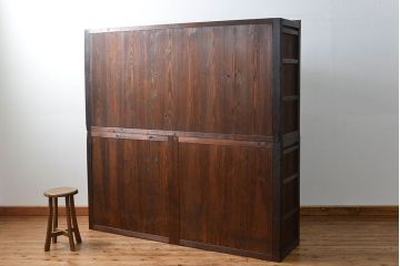 アンティーク家具　六尺　古民具・骨董 特別注文造り　前面欅材!三分割収納箪笥(水屋箪笥、帳場箪笥)