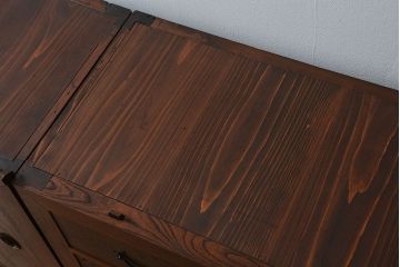 アンティーク家具　六尺　古民具・骨董 特別注文造り　前面欅材!三分割収納箪笥(水屋箪笥、帳場箪笥)