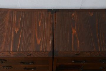 アンティーク家具　六尺　古民具・骨董 特別注文造り　前面欅材!三分割収納箪笥(水屋箪笥、帳場箪笥)