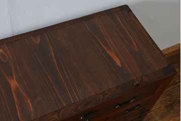 アンティーク家具　六尺　古民具・骨董 特別注文造り　前面欅材!三分割収納箪笥(水屋箪笥、帳場箪笥)