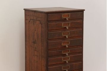 アンティーク家具　アンティーク 古い栓材の10段小引き出し(ドロワー)