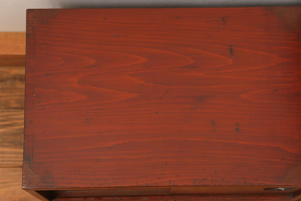 アンティーク家具　古民具・骨董 古い木の収納棚付き小引き出し