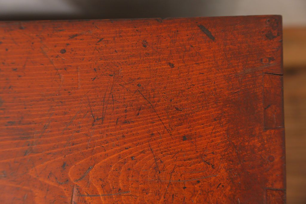 アンティーク家具　古民具・骨董 古い木の収納棚付き小引き出し