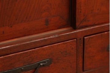 アンティーク家具　古民具・骨董 古い木の収納棚付き小引き出し