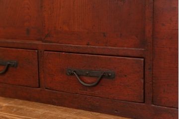 アンティーク家具　古民具・骨董 古い木の収納棚付き小引き出し