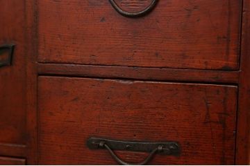 アンティーク家具　古民具・骨董 古い木の収納棚付き小引き出し